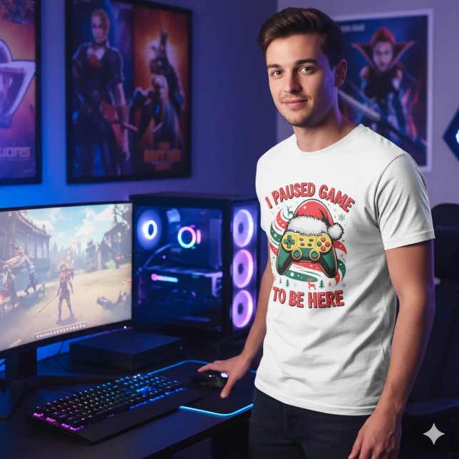 T-shirt Black Gamer Santa Hat Christmas Controller Holiday (Créateur téléchargé)