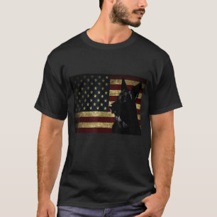 T-shirt Black German Shepherd drapeau américain 4 juillet 