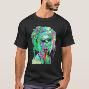 T-shirt Black Girl Inspiré Black Woman Peinture Déchets Re