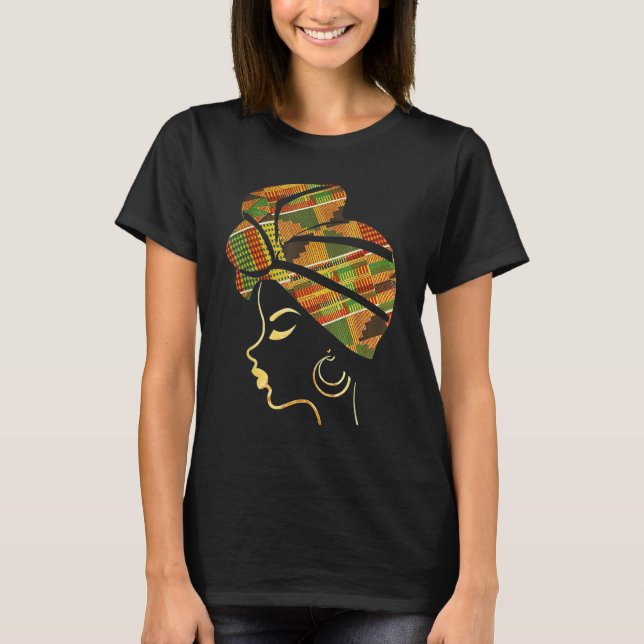 T-shirt Black Girl Magic Afro Melanin Woman Headwrap Black (Devant)
