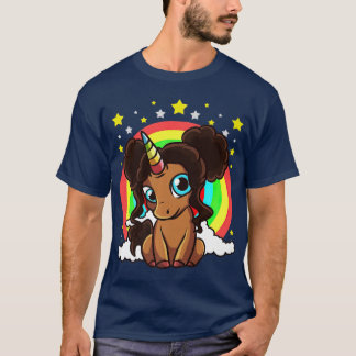 T-shirt Black Girl Magic Unicorn Puffs Afro Peau Brown