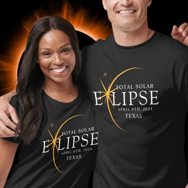 T-shirt Black & Gold 2024 Texas Total Solar Eclipse (Créateur téléchargé)