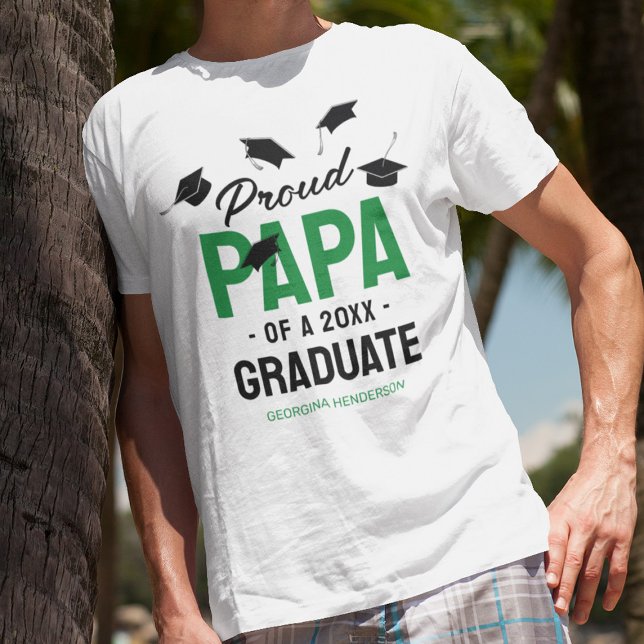 T-shirt Black Green Proud Papa 2025 Diplômé (Créateur téléchargé)
