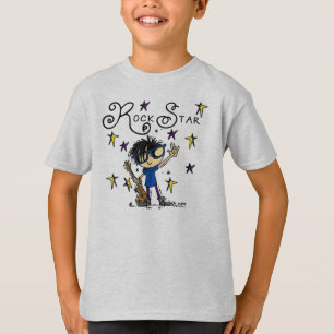 T-shirt Black Hair Boy Rock Star