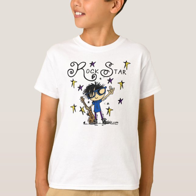 T-shirt Black Hair Boy Rock Star (Devant)