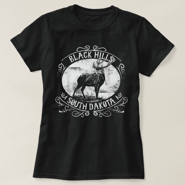 T-shirt Black Hills South Dakota Deer  (Design devant)