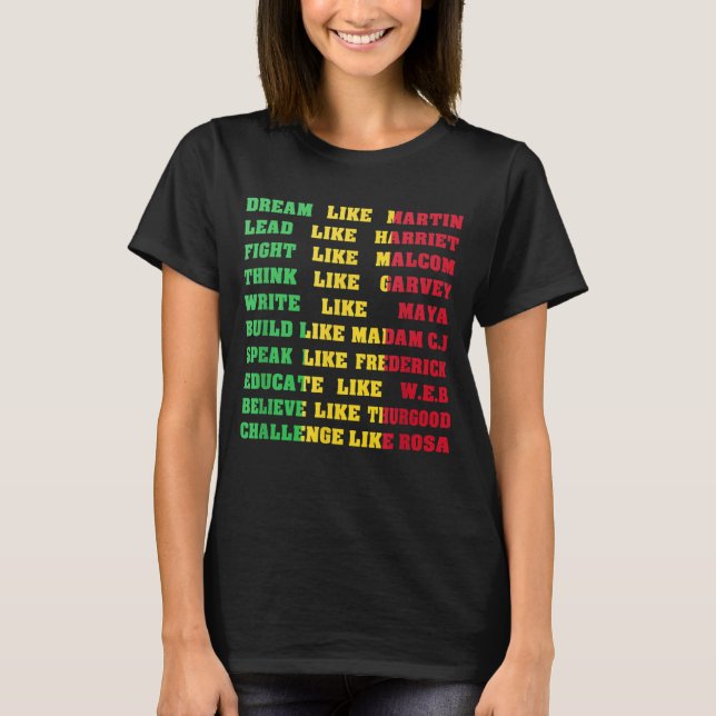 T-shirt Black History - Black Inspirational Power Citation (Devant)