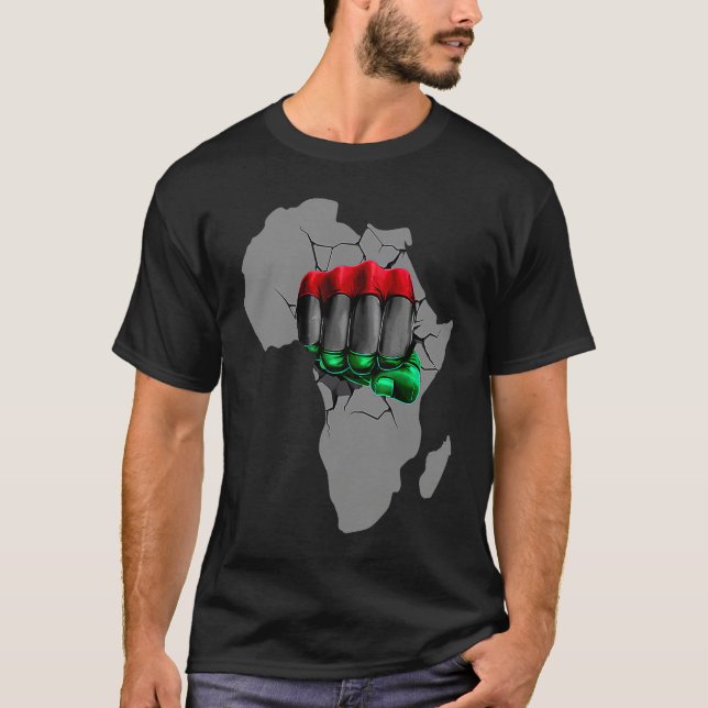 T-shirt Black History Month BHM Afro Pride Hand Fist Black (Devant)