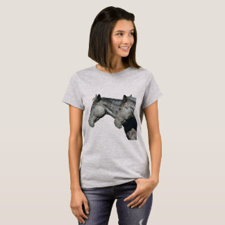 T-shirt Black Horse Heads in Clean Profile Light