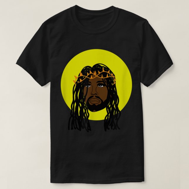 T-shirt Black Jesus Locs African American Religion (Design devant)