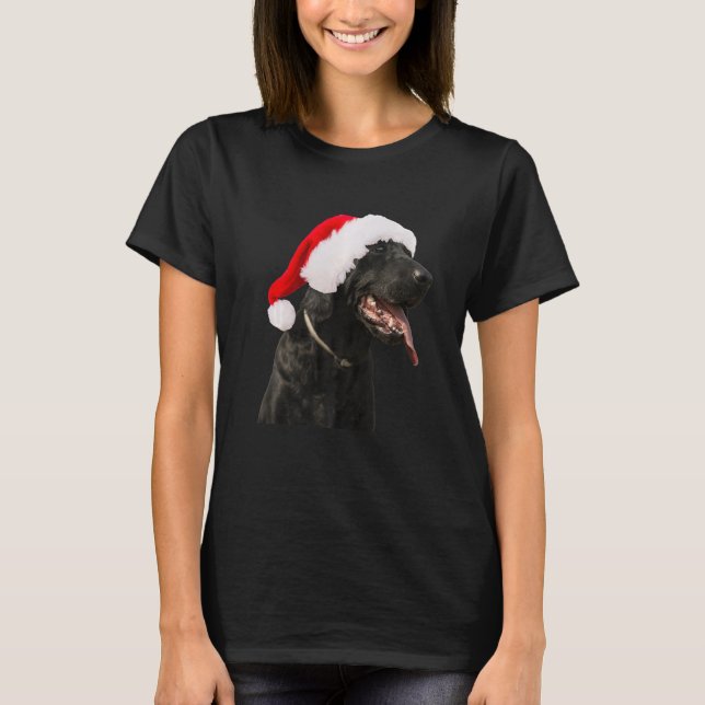 T-shirt Black Lab Cute Chien Santa Hat Christmas Labrador  (Devant)