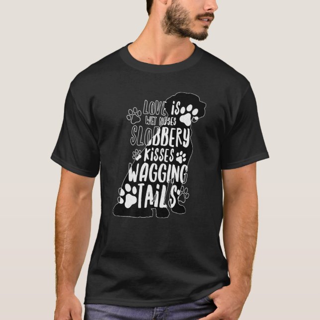 T-shirt Black Labrador Paw Retriever Love My Dog Dit Qu (Devant)