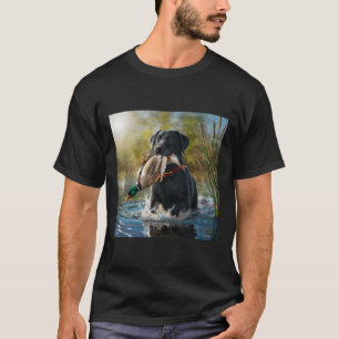 T-shirt Black Labrador Retriever Chien Chasse Canards Dans
