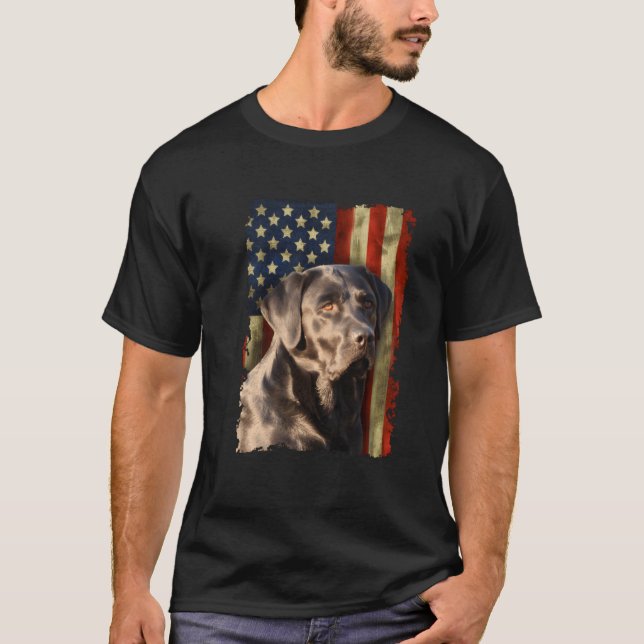 T-shirt Black Labrador Retriever Usa Drapeau Black Lab (Devant)