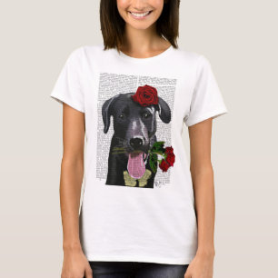 T-shirt Black Labrador with Roses