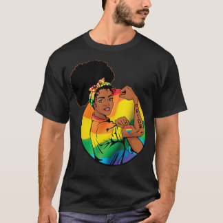 T-shirt Black LGBT Girl Power Strong Pin Up Retro Art Gay