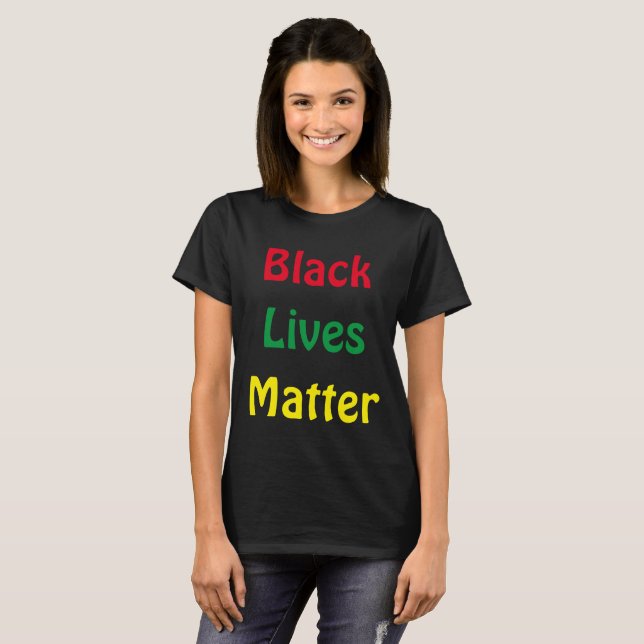 T-shirt Black Lives Matt Rouge Vert et Jaune Texte (Devant entier)