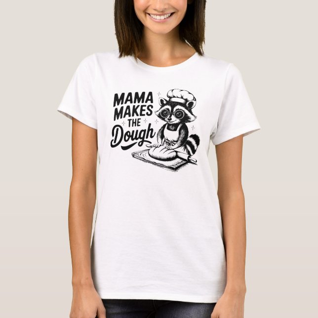T-shirt Black Mama fait cuire le Raccoon Dough Dough (Devant)
