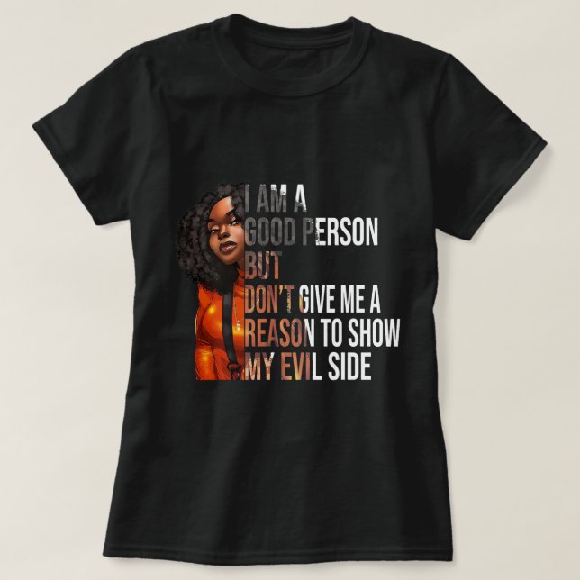 T-shirt Black Melanin Queen Magie Brown fille de peau June (Design devant)