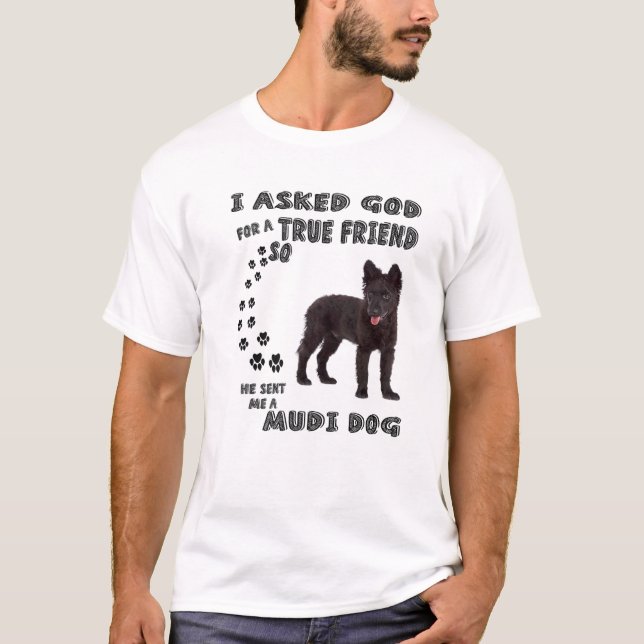 T-shirt Black Mudi Chien Cite Maman, Moody Papa Costume Am (Devant)