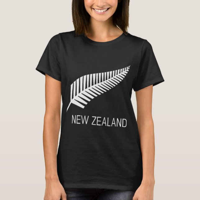 T-shirt Black New Zealand Fern Shirt Mens Black Proud Kiwi (Devant)