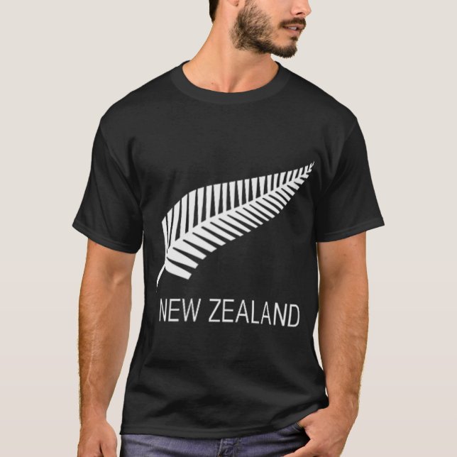 T-shirt Black New Zealand Fern Shirt Mens Black Proud Kiwi (Devant)