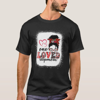 T-shirt Black One Loved StepMom African Messy Bun Valentin