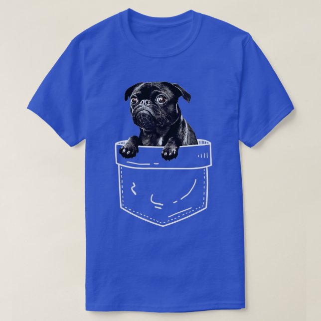 T-shirt Black Pug In Pocket - Cute Dog Lover Gift (1)  (Design devant)