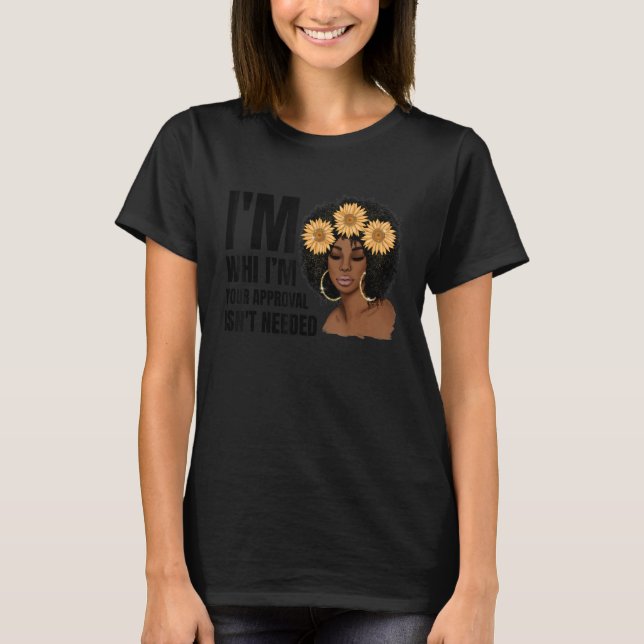 T-shirt Black Queen Afro Lady African American Ladies Curl (Devant)