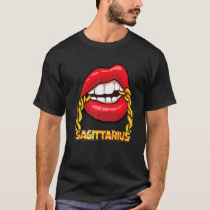 T-shirt Black Queen Anniversaire Red Lips chaîne Sagittar