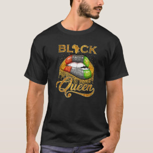 T-shirt Black Queen Lips Parties scintillant & Gold Red Gr