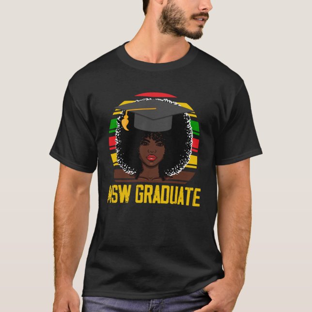 T-shirt Black Queen MSW Social Work Retro Afro Masters Gra (Devant)
