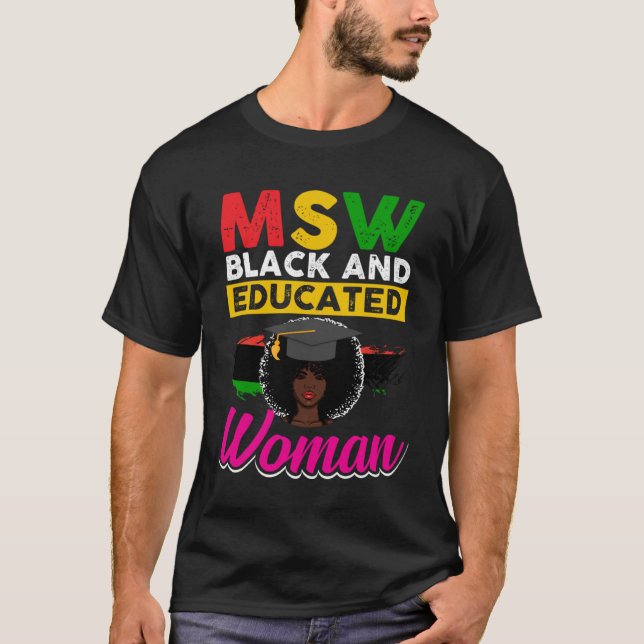 T-shirt Black Queen MSW Social Work Woman Masters Graduati (Devant)
