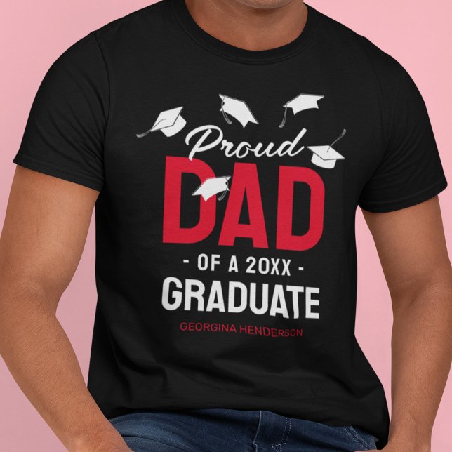 T-shirt Black Red Fier Papa 2025 Diplômé (Créateur téléchargé)