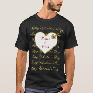 T-shirt Black Red Gold Heart Moderne Valentines Hommes