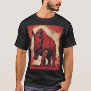 T-Shirt Black, Red Rhino