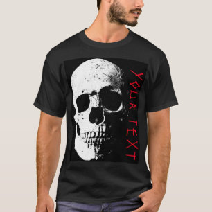 T-shirt Black Red Skull Horreur Texte Mens Moderne Hallowe