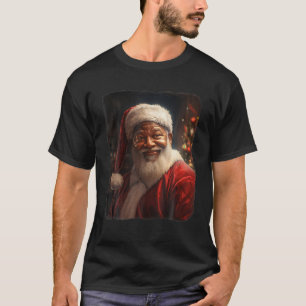 T-shirt Black Santa Claus Portrait Cadeaux Black H