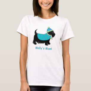 T-shirt Black Scottie Terrier Chien Turquoise Nom Personna