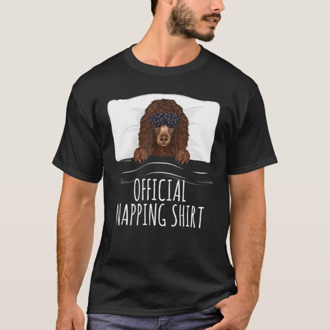 T-shirt Black Sleep Mask Irish Water Spaniel Official Napo (Devant)