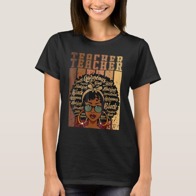 T-shirt Black Smart Enseignant Afro Love Melanin African A (Devant)