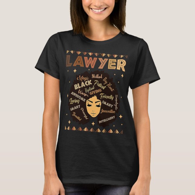 T-shirt Black Smart Lawyer Afro Hair Melanin African Ameri (Devant)