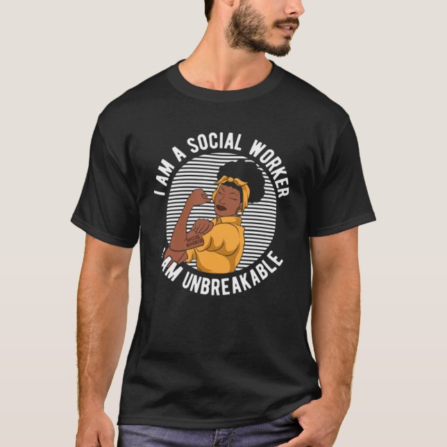 T-shirt Black Social Worker I'm Unbreakable School African (Devant)