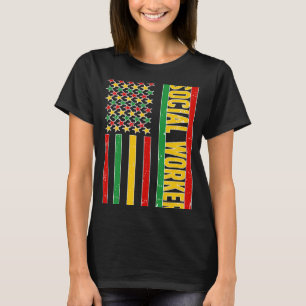 T-shirt Black Social Worker US Drapeau African American So