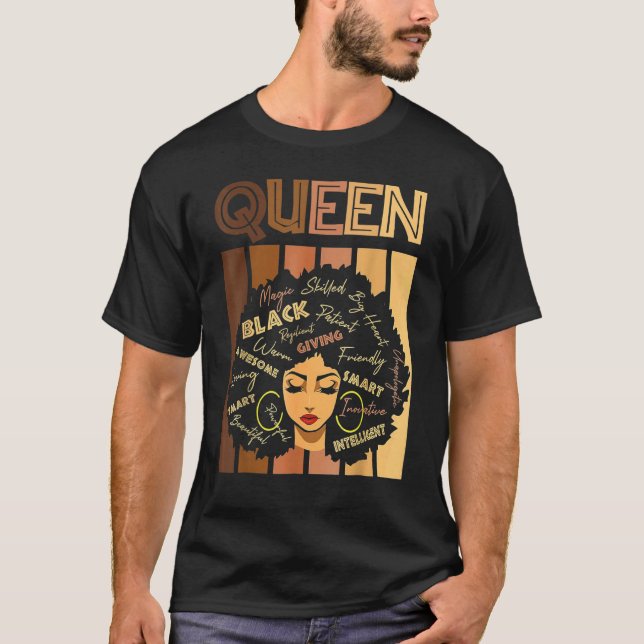 T-shirt Black Strong Queen Afro Love Melanin African Ameri (Devant)
