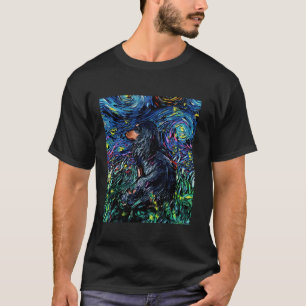 T-shirt Black Tan Long Cheveux Dachshund Starry Night Chie