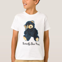 T-shirt Black Teddy Bear-Butterfly pour les garçon