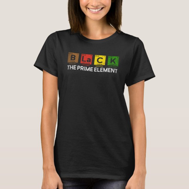 T-shirt Black The Prime Element Periodic Table Black Histo (Devant)