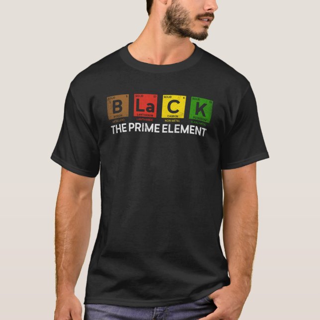 T-shirt Black The Prime Element Periodic Table Black Histo (Devant)