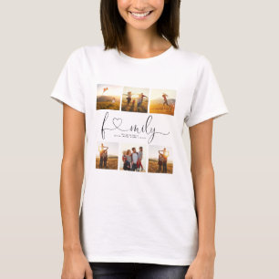 T-shirt Black & White Heart Script 6 Photo Family Collage